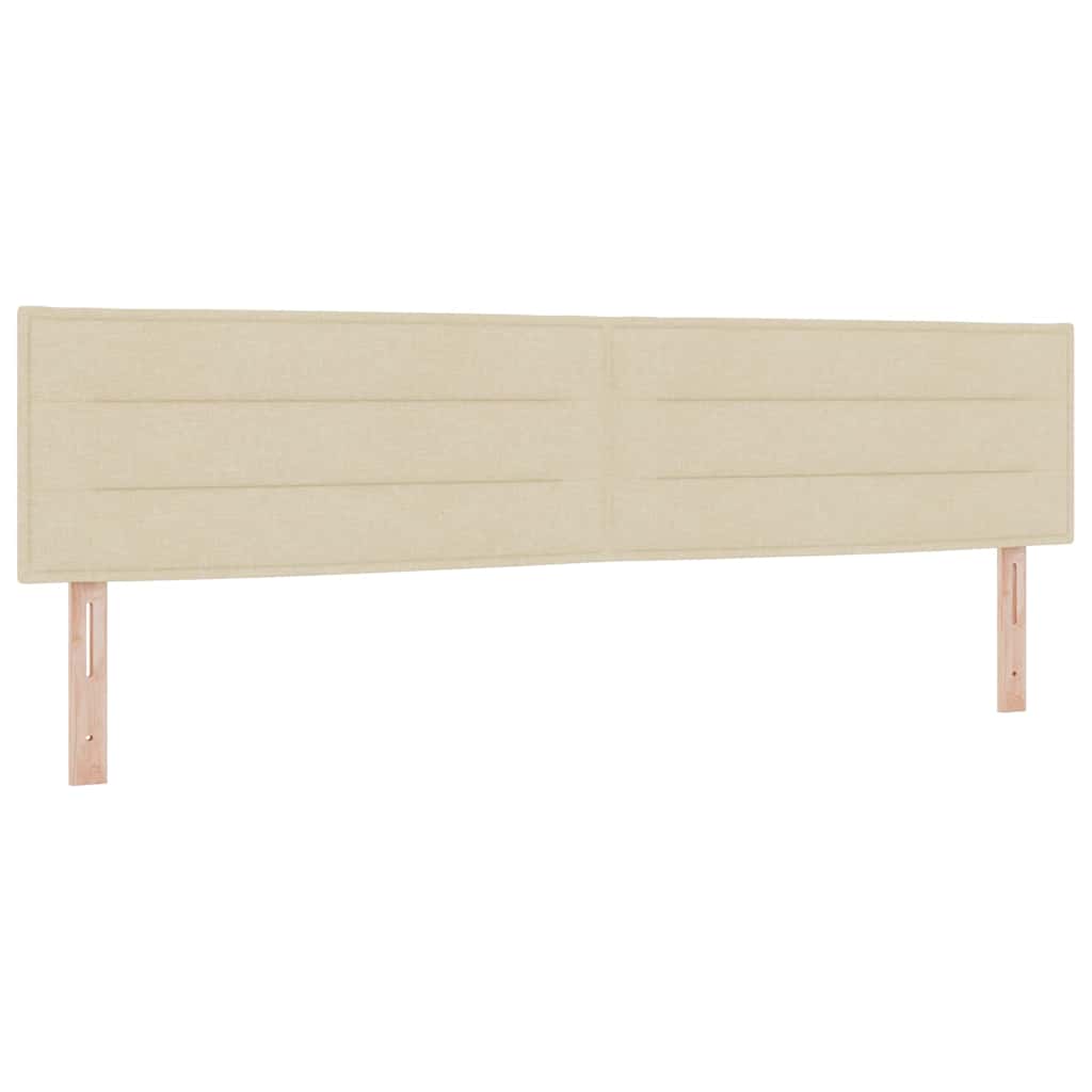 vidaXL Łóżko sprężynowe Z zagłówkiem Kremowy 200 x 200 cm tkanina