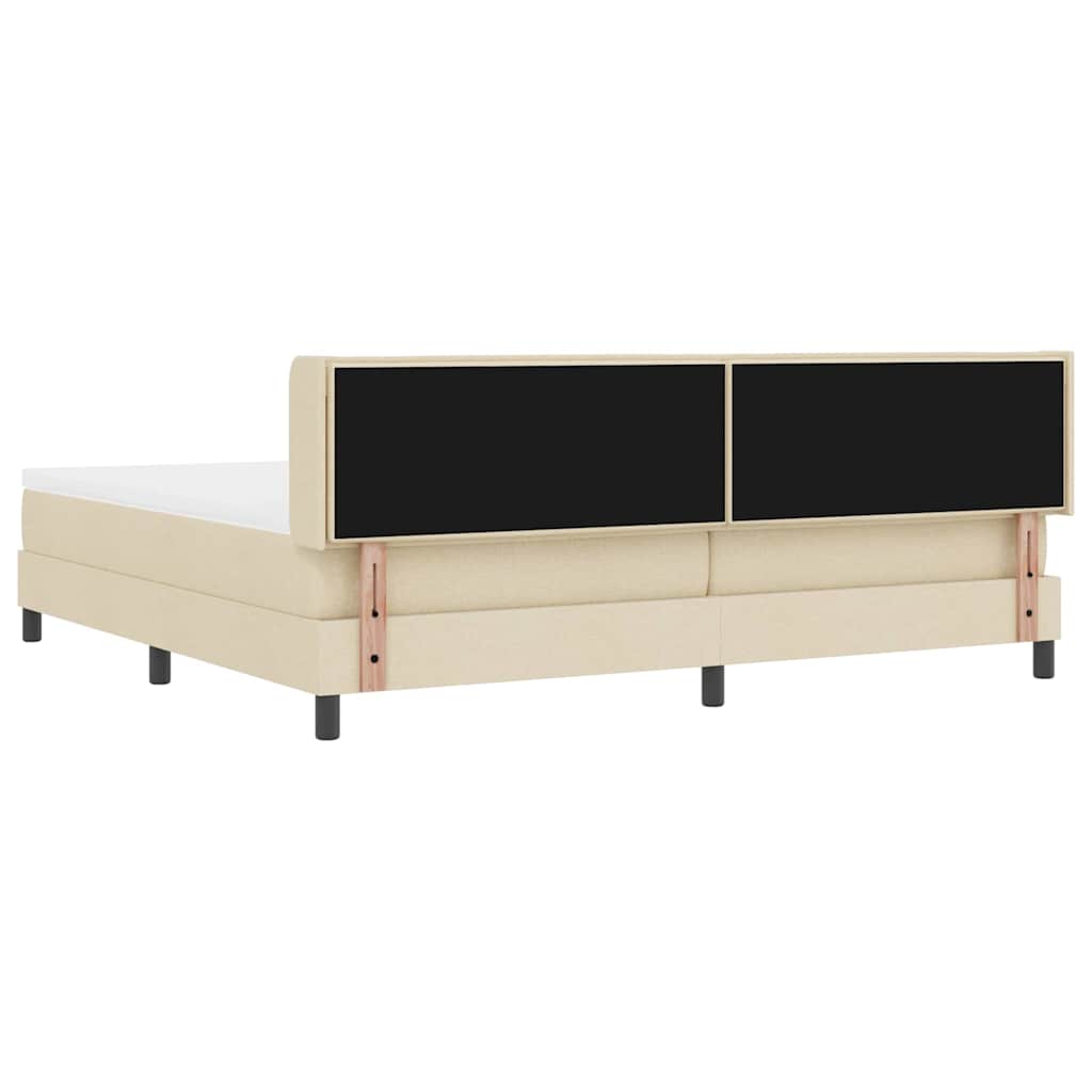 vidaXL Łóżko sprężynowe Z zagłówkiem Kremowy 200 x 200 cm tkanina