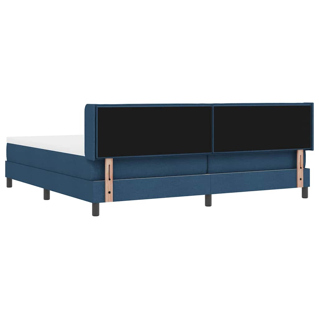 vidaXL Łóżko sprężynowe Z zagłówkiem Niebieski 200 x 200 cm tkanina