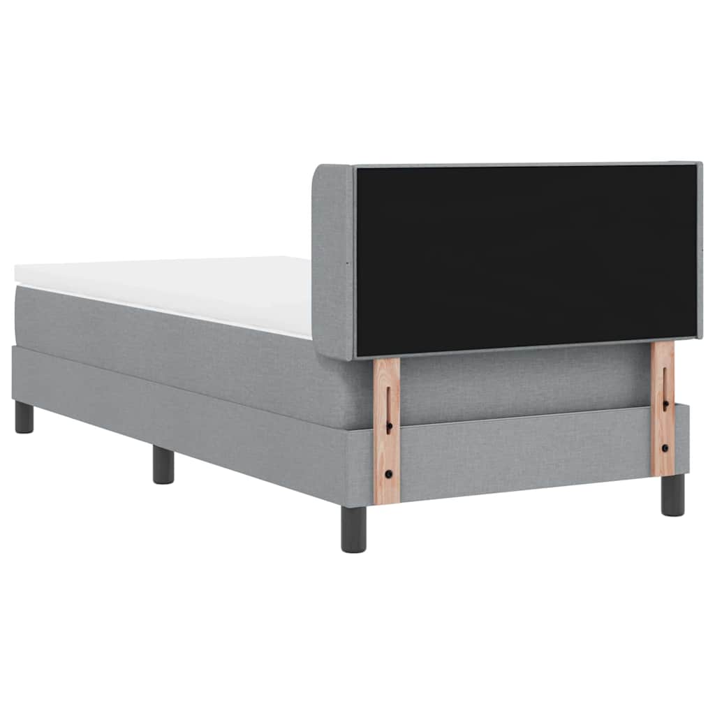 vidaXL Łóżko sprężynowe Z zagłówkiem Jasnoszary 200 x 200 cm tkanina