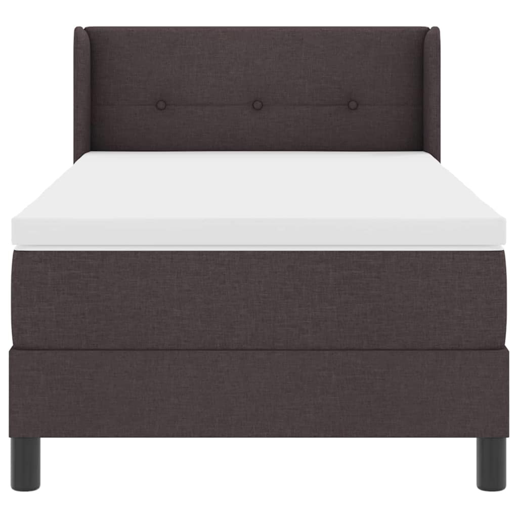 vidaXL Łóżko sprężynowe Z zagłówkiem Ciemny brąz 200 x 80 cm tkanina