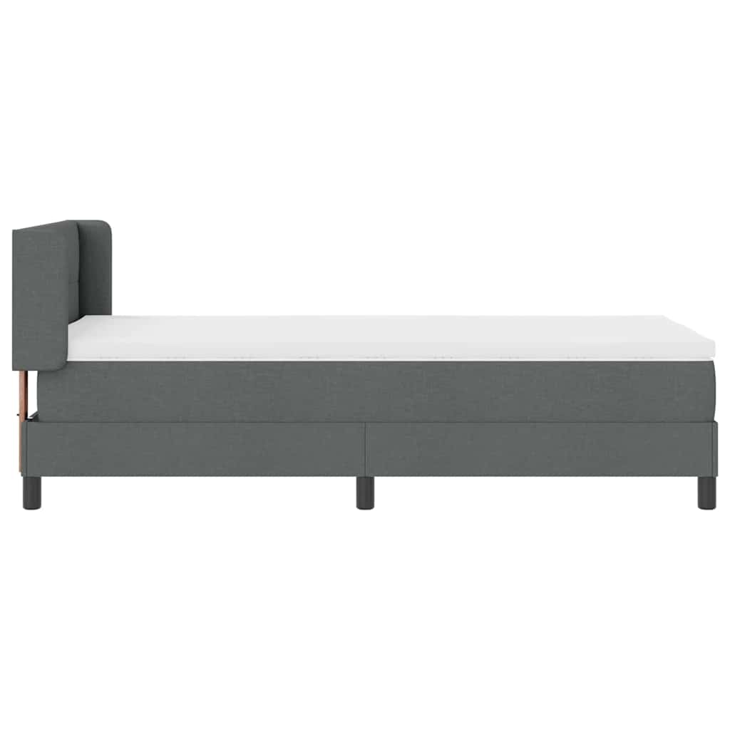 vidaXL Łóżko sprężynowe Z zagłówkiem Ciemnoszary 200 x 100 cm tkanina