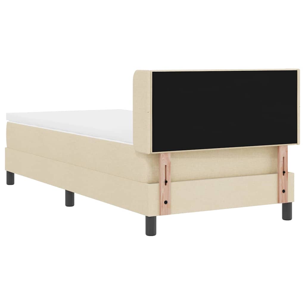 vidaXL Łóżko sprężynowe Z zagłówkiem Kremowy 200 x 100 cm tkanina