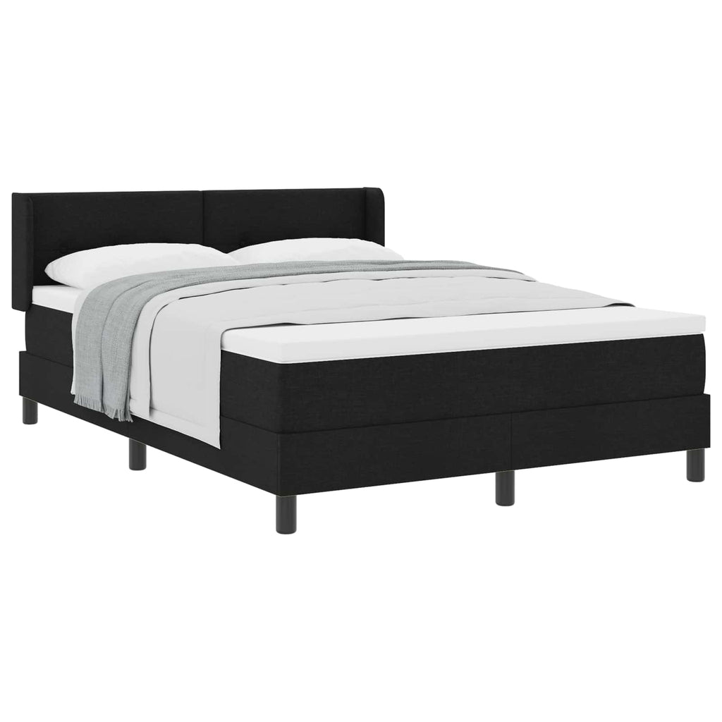 vidaXL Łóżko sprężynowe Z zagłówkiem Czarny 200 x 140 cm tkanina
