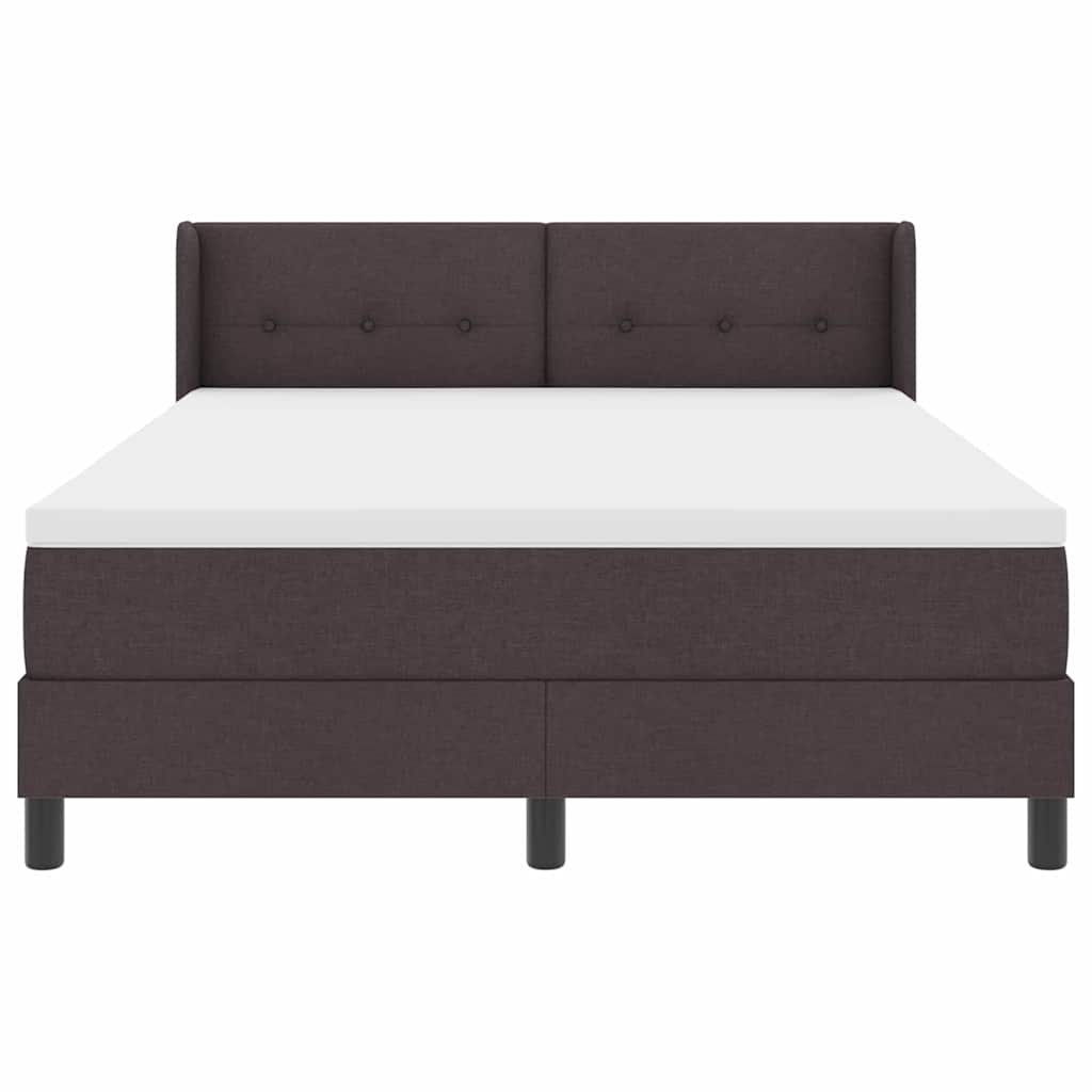 vidaXL Łóżko sprężynowe Z zagłówkiem Ciemny brąz 200 x 140 cm tkanina