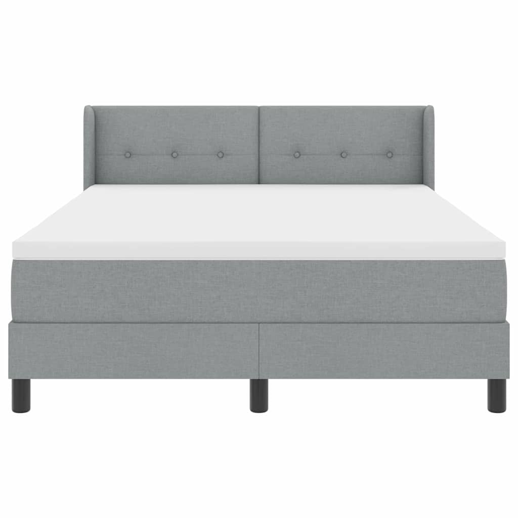 vidaXL Łóżko sprężynowe Z zagłówkiem Jasnoszary 200 x 160 cm tkanina