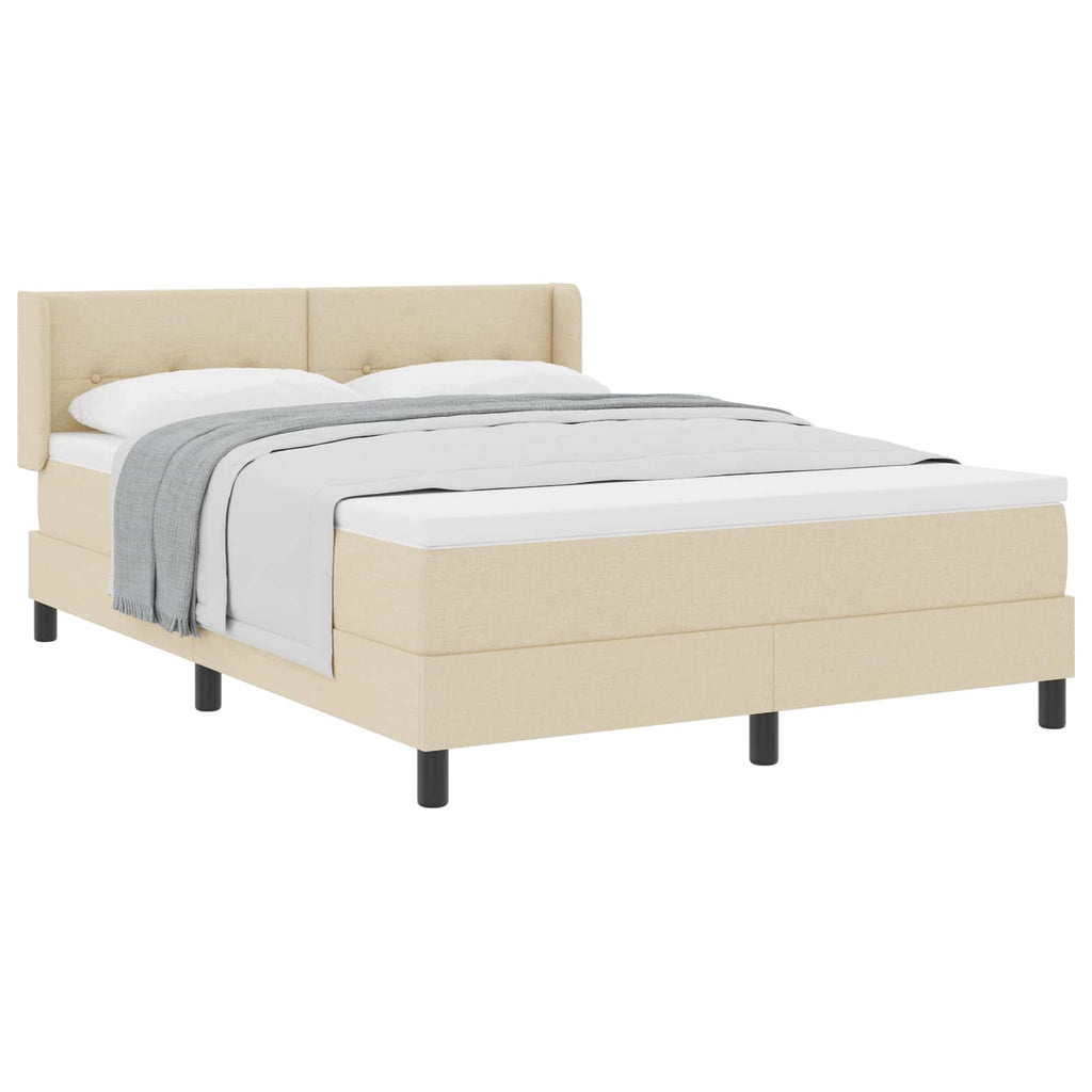 vidaXL Łóżko sprężynowe Z zagłówkiem Kremowy 200 x 160 cm tkanina