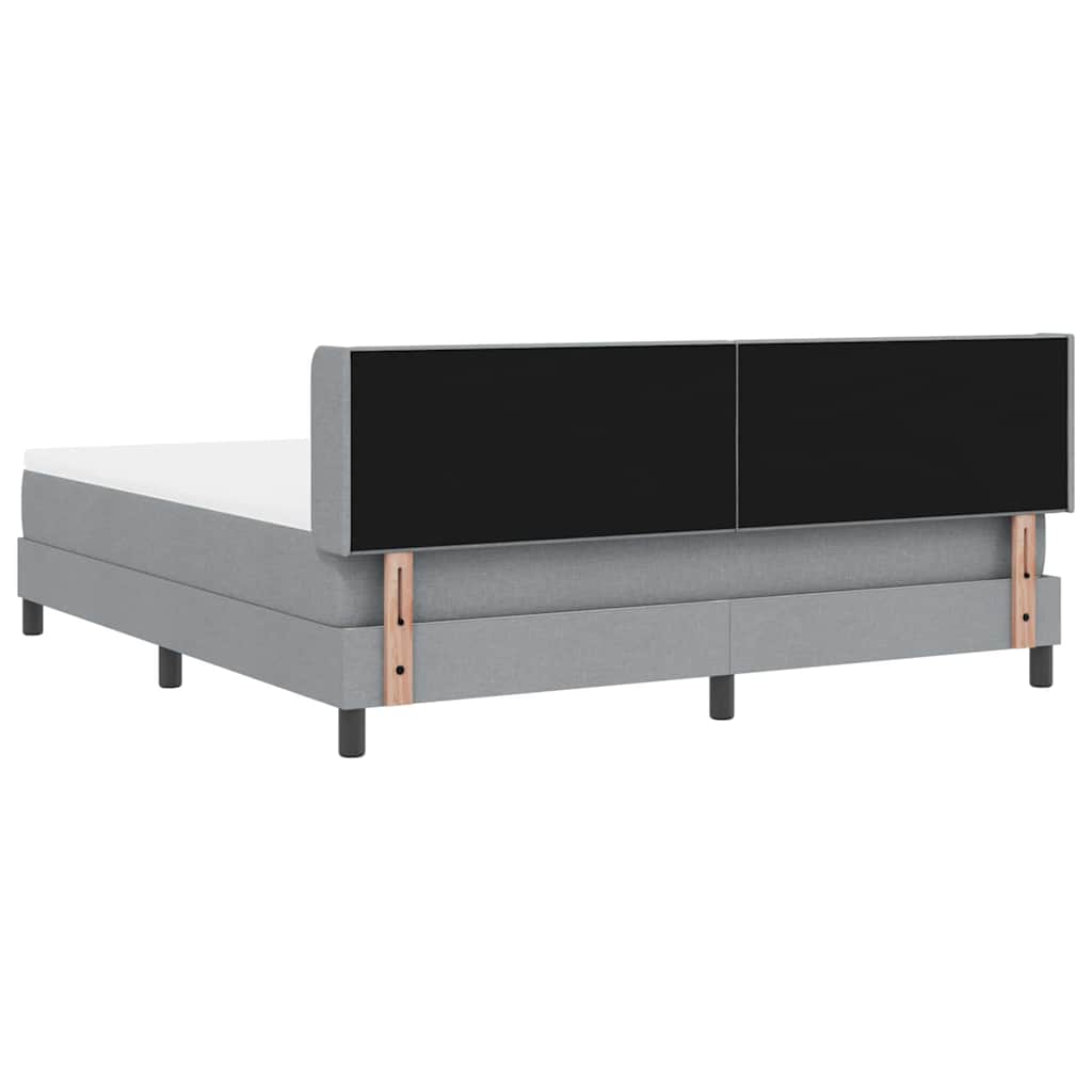 vidaXL Łóżko sprężynowe Z zagłówkiem Jasnoszary 200 x 180 cm tkanina