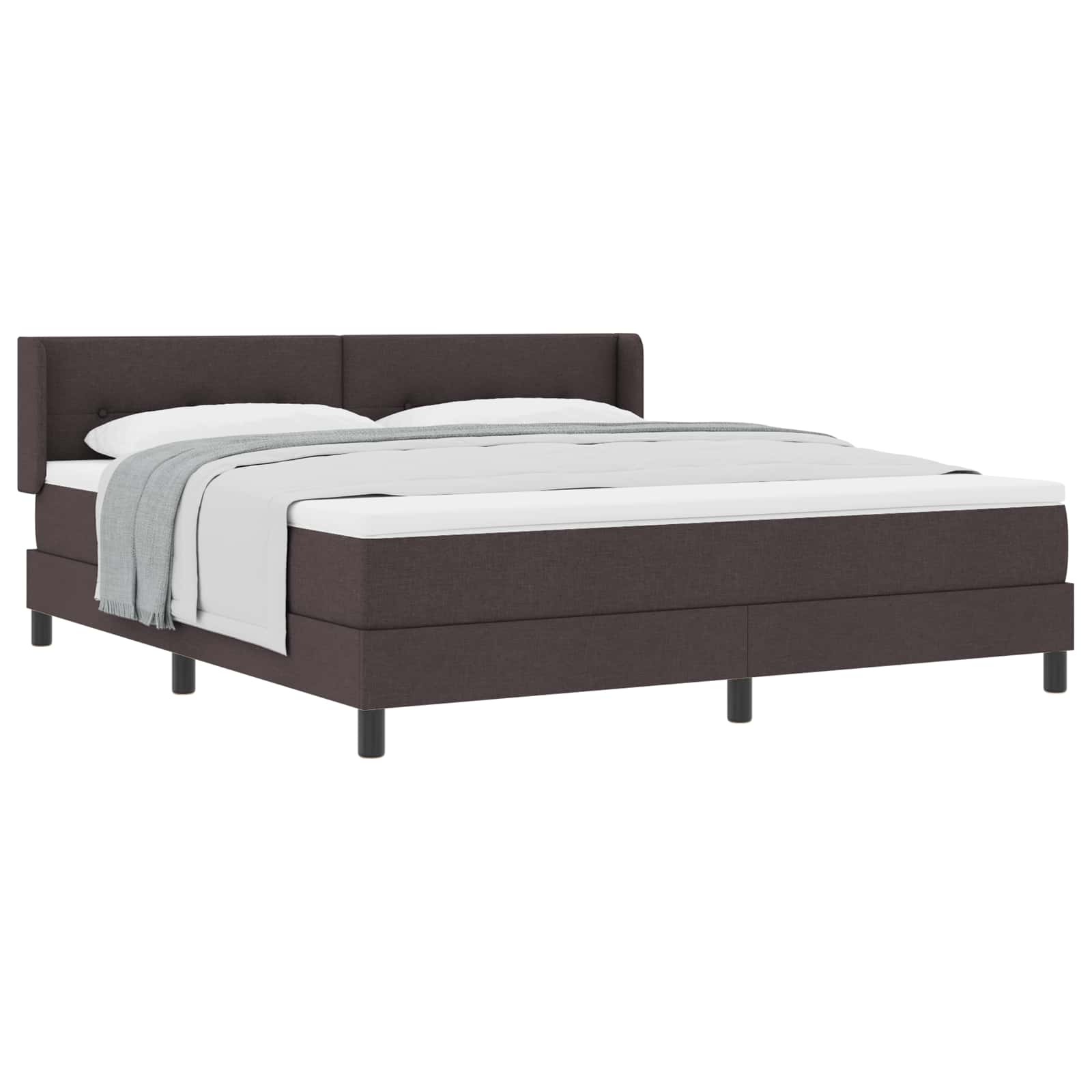 vidaXL Łóżko sprężynowe Z zagłówkiem Ciemny brąz 200 x 180 cm tkanina