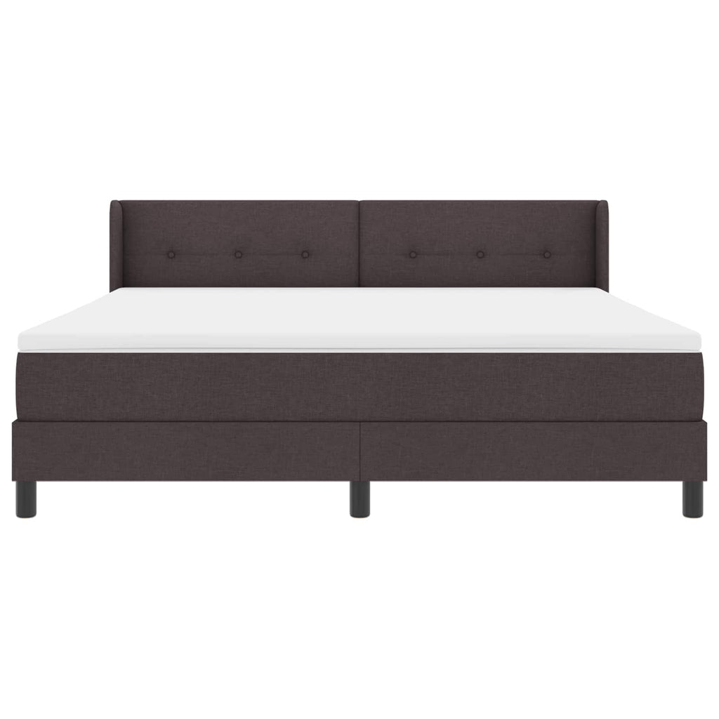vidaXL Łóżko sprężynowe Z zagłówkiem Ciemny brąz 200 x 180 cm tkanina