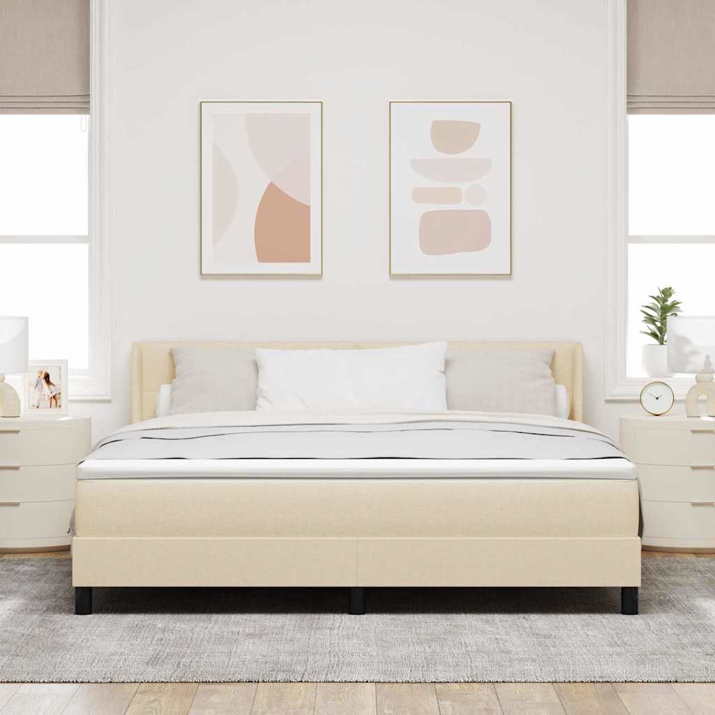 vidaXL Łóżko sprężynowe Z zagłówkiem Kremowy 200 x 180 cm tkanina