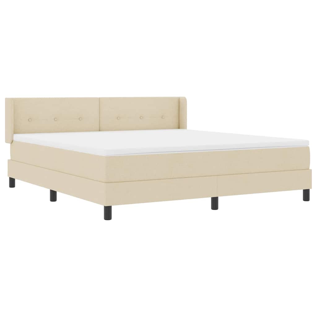 vidaXL Łóżko sprężynowe Z zagłówkiem Kremowy 200 x 180 cm tkanina