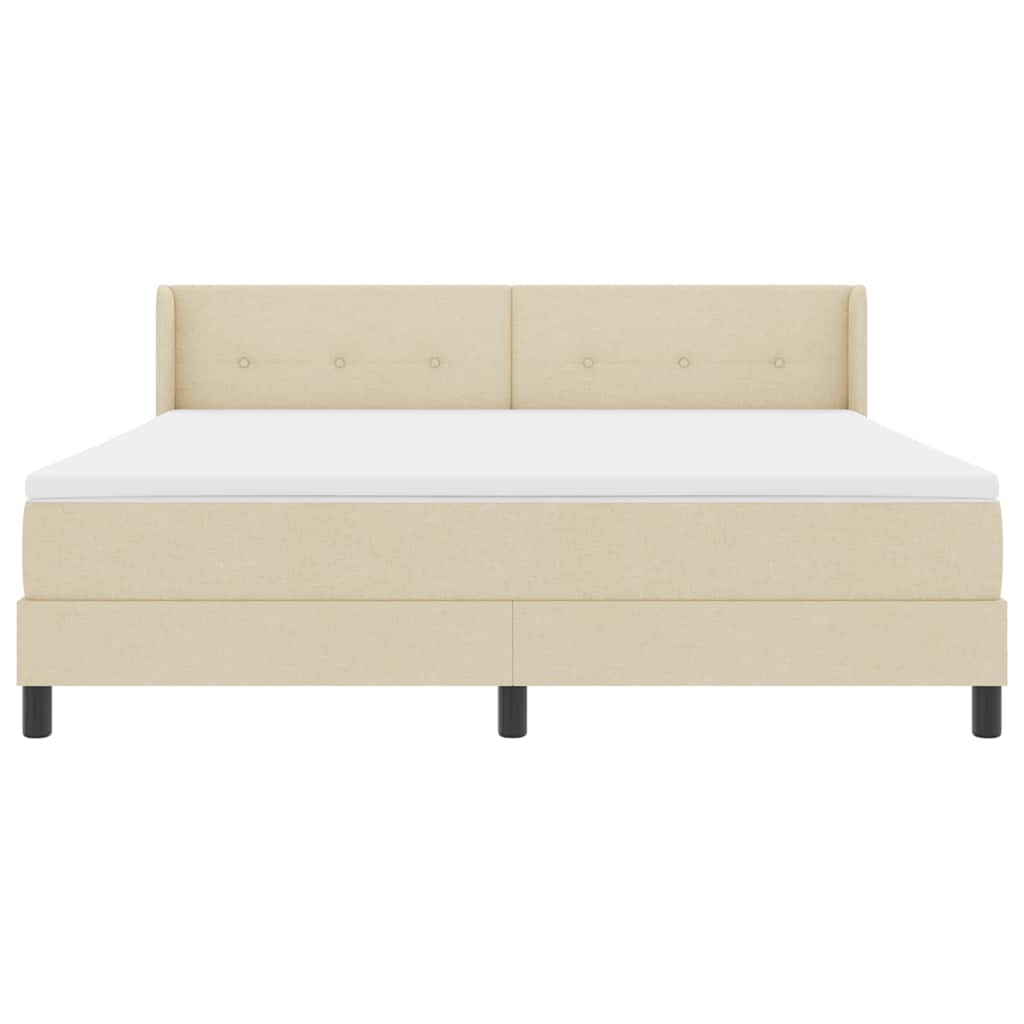 vidaXL Łóżko sprężynowe Z zagłówkiem Kremowy 200 x 180 cm tkanina