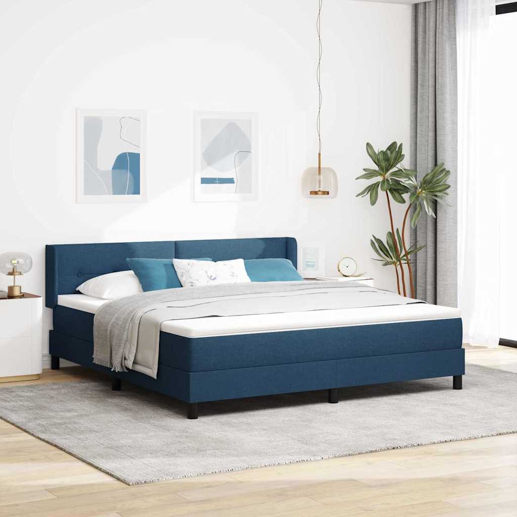 vidaXL Łóżko sprężynowe Z zagłówkiem Niebieski 200 x 180 cm tkanina