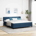 vidaXL Łóżko sprężynowe Z zagłówkiem Niebieski 200 x 180 cm tkanina