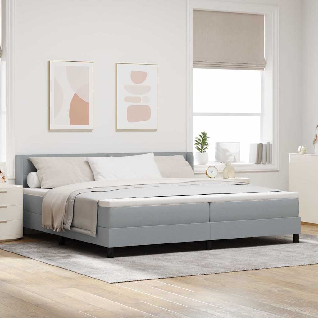 vidaXL Łóżko sprężynowe Z zagłówkiem Jasnoszary 200 x 200 cm tkanina