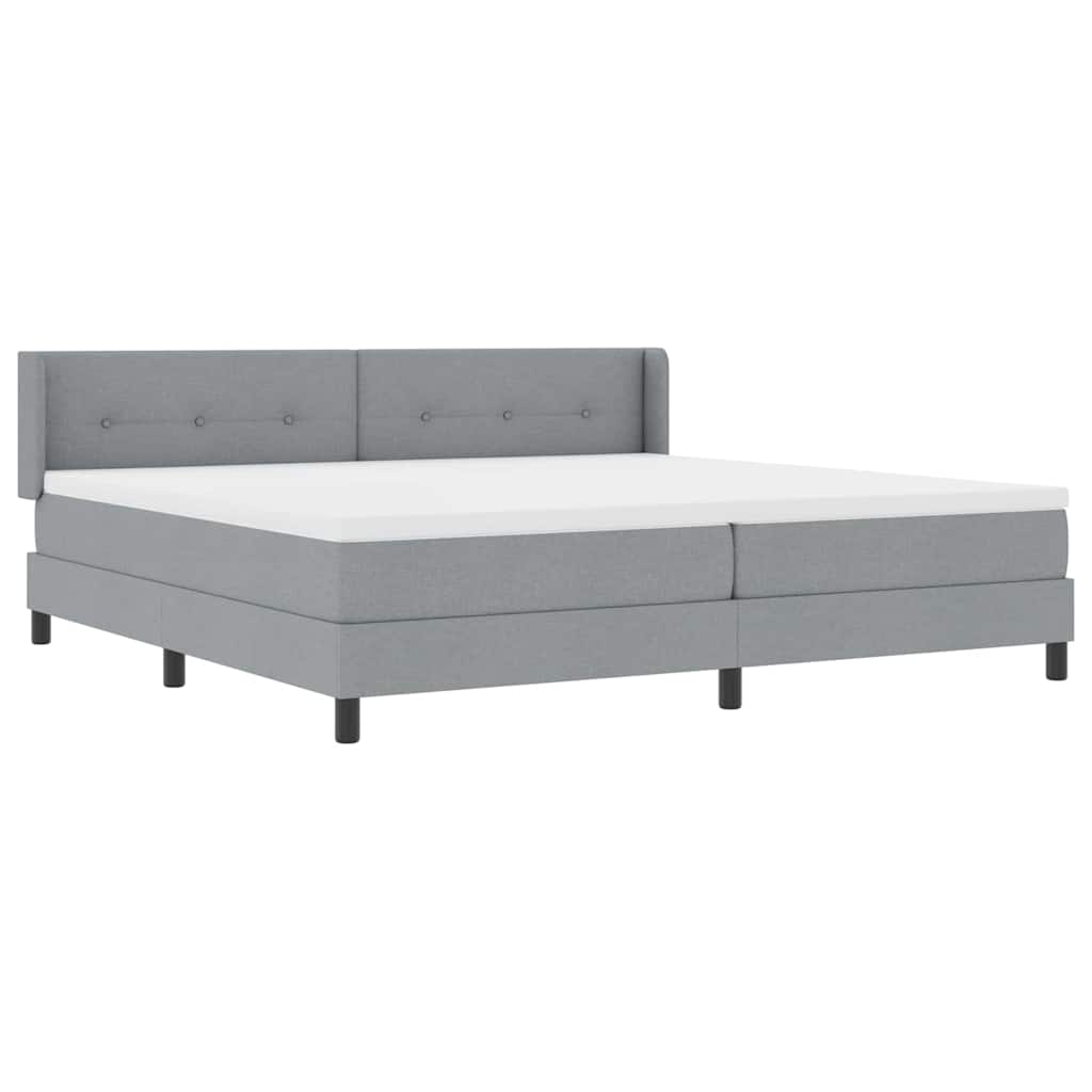 vidaXL Łóżko sprężynowe Z zagłówkiem Jasnoszary 200 x 200 cm tkanina
