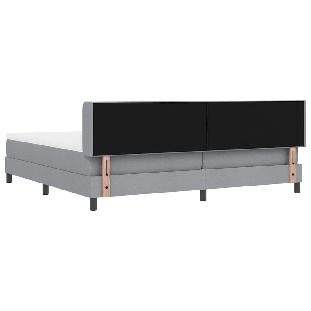 vidaXL Łóżko sprężynowe Z zagłówkiem Jasnoszary 200 x 200 cm tkanina