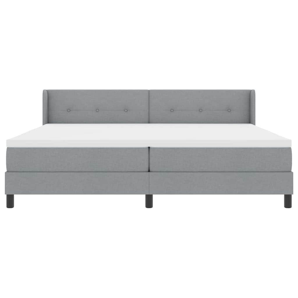 vidaXL Łóżko sprężynowe Z zagłówkiem Jasnoszary 200 x 200 cm tkanina