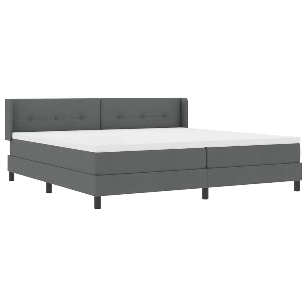 vidaXL Łóżko sprężynowe Z zagłówkiem Ciemnoszary 200 x 200 cm tkanina