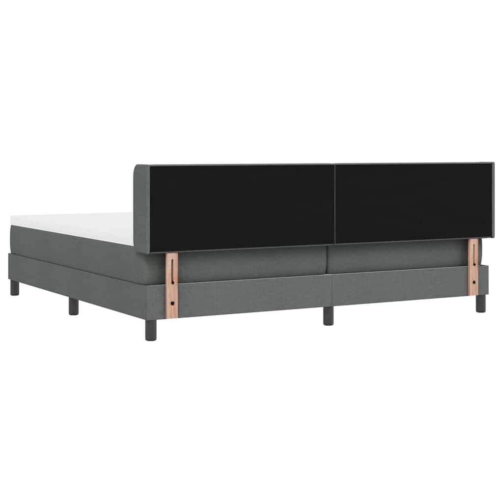 vidaXL Łóżko sprężynowe Z zagłówkiem Ciemnoszary 200 x 200 cm tkanina