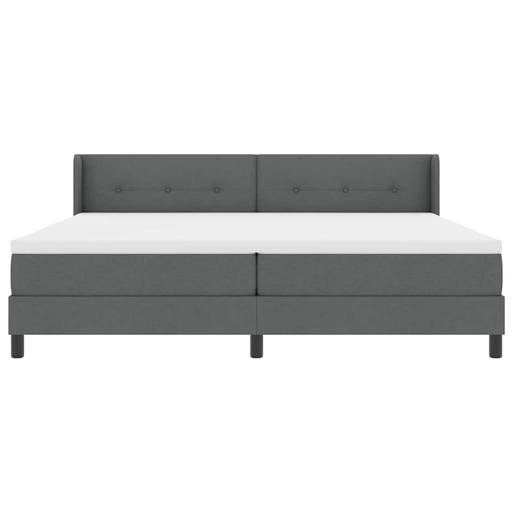 vidaXL Łóżko sprężynowe Z zagłówkiem Ciemnoszary 200 x 200 cm tkanina