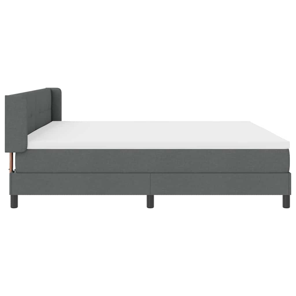 vidaXL Łóżko sprężynowe Z zagłówkiem Ciemnoszary 200 x 200 cm tkanina