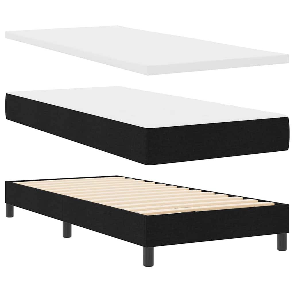 vidaXL Łóżko sprężynowe Z zagłówkiem Czarny 200 x 200 cm tkanina