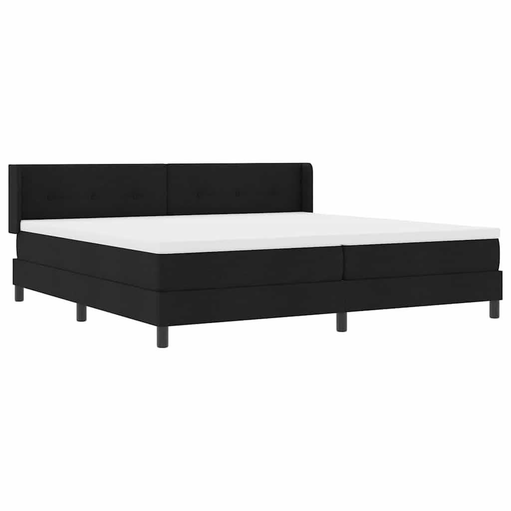 vidaXL Łóżko sprężynowe Z zagłówkiem Czarny 200 x 200 cm tkanina