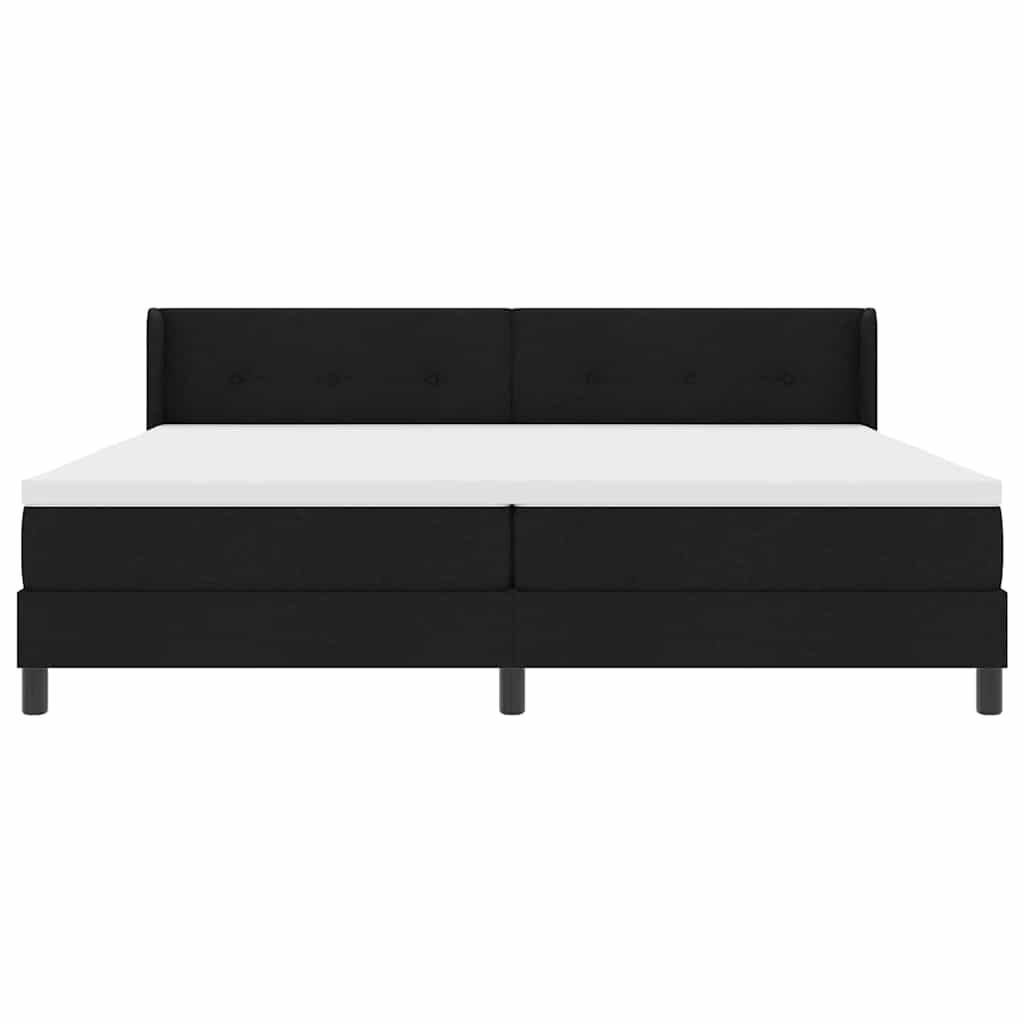 vidaXL Łóżko sprężynowe Z zagłówkiem Czarny 200 x 200 cm tkanina
