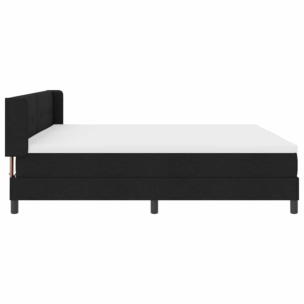 vidaXL Łóżko sprężynowe Z zagłówkiem Czarny 200 x 200 cm tkanina