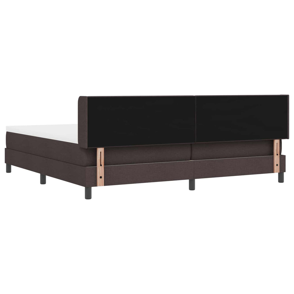 vidaXL Łóżko sprężynowe Z zagłówkiem Ciemny brąz 200 x 200 cm tkanina