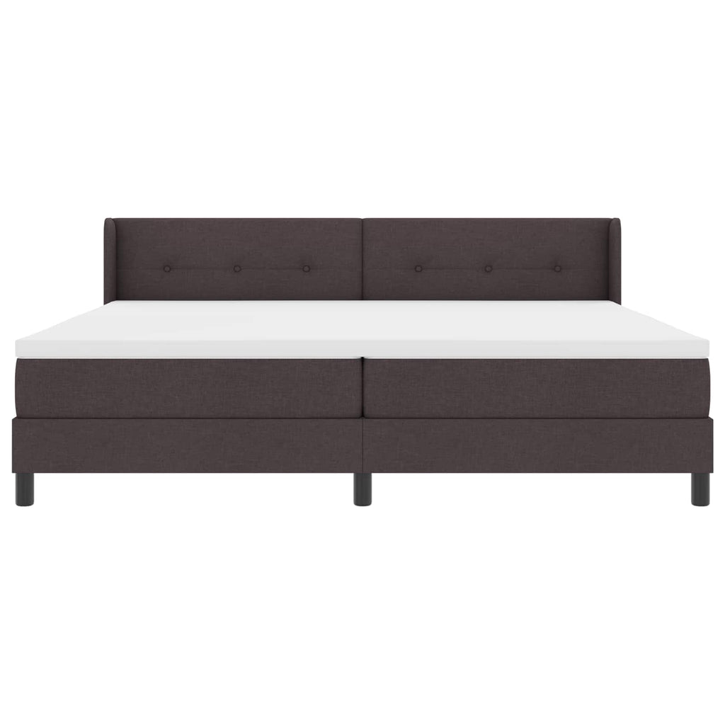 vidaXL Łóżko sprężynowe Z zagłówkiem Ciemny brąz 200 x 200 cm tkanina