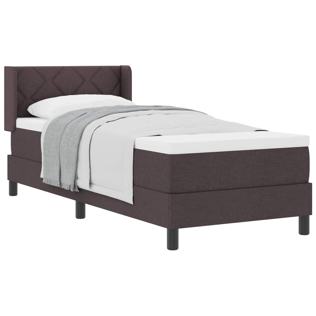 vidaXL Łóżko sprężynowe z poduszką Ciemny brąz 200 x 80 cm tkanina