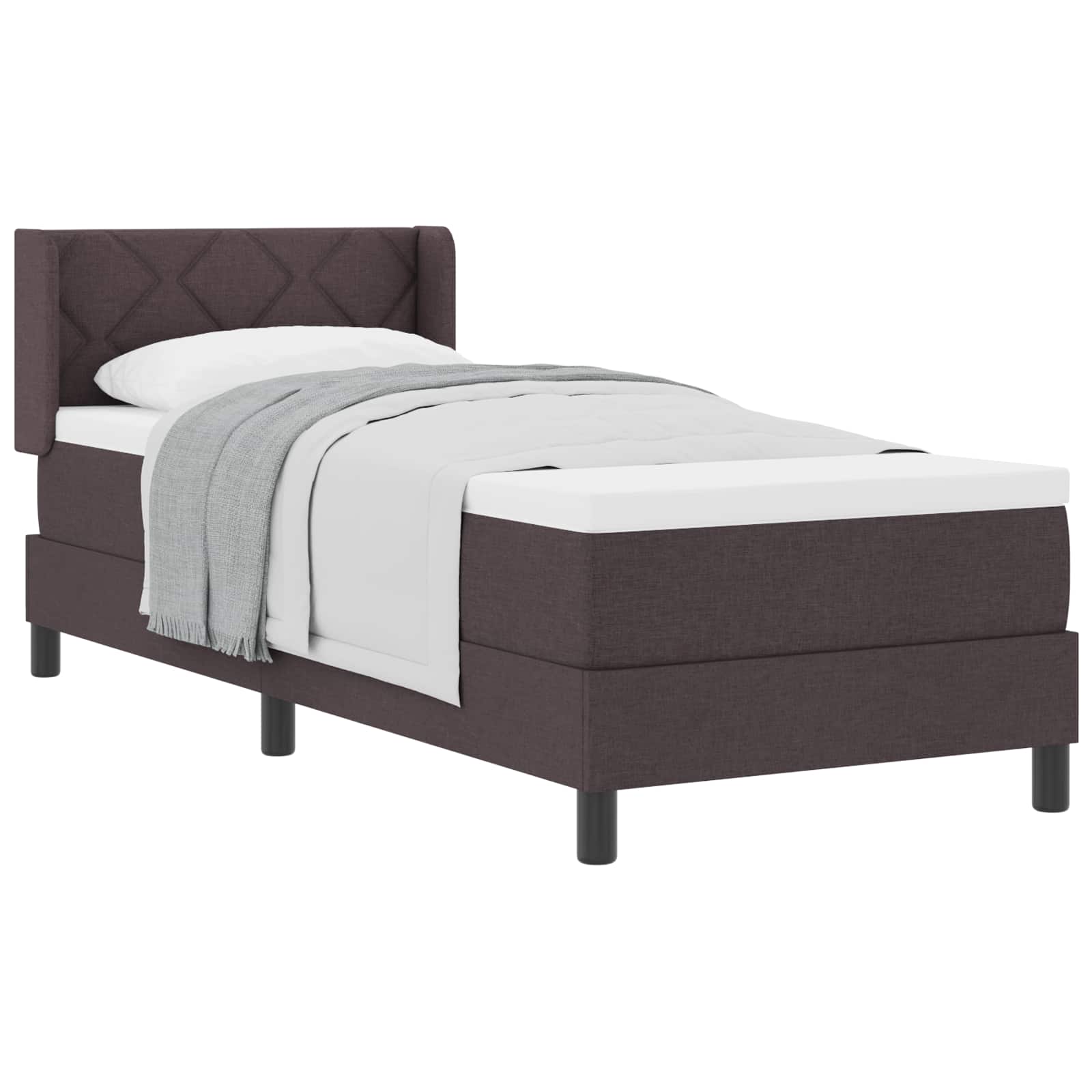 vidaXL Łóżko sprężynowe z poduszką Ciemny brąz 200 x 80 cm tkanina