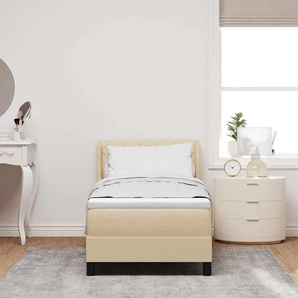 vidaXL Łóżko sprężynowe Z zagłówkiem Kremowy 200 x 80 cm tkanina
