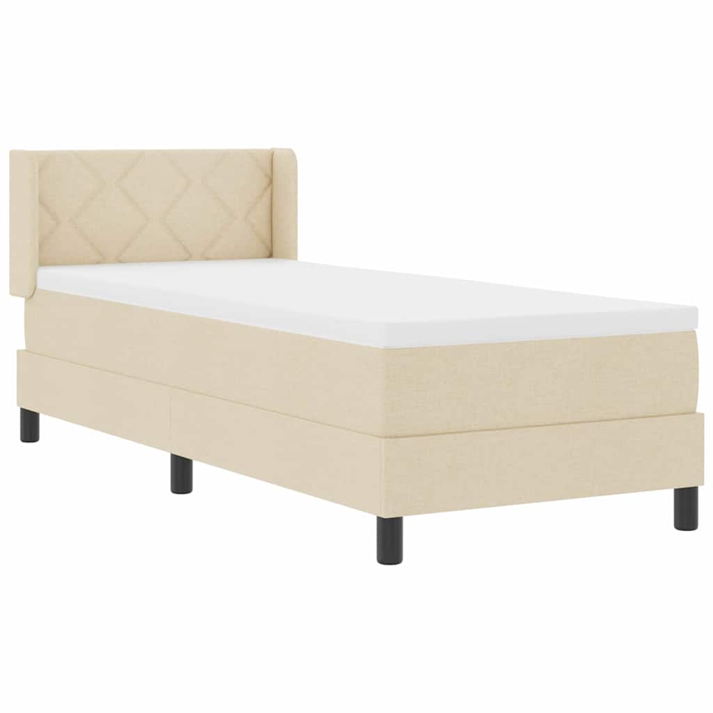 vidaXL Łóżko sprężynowe Z zagłówkiem Kremowy 200 x 80 cm tkanina
