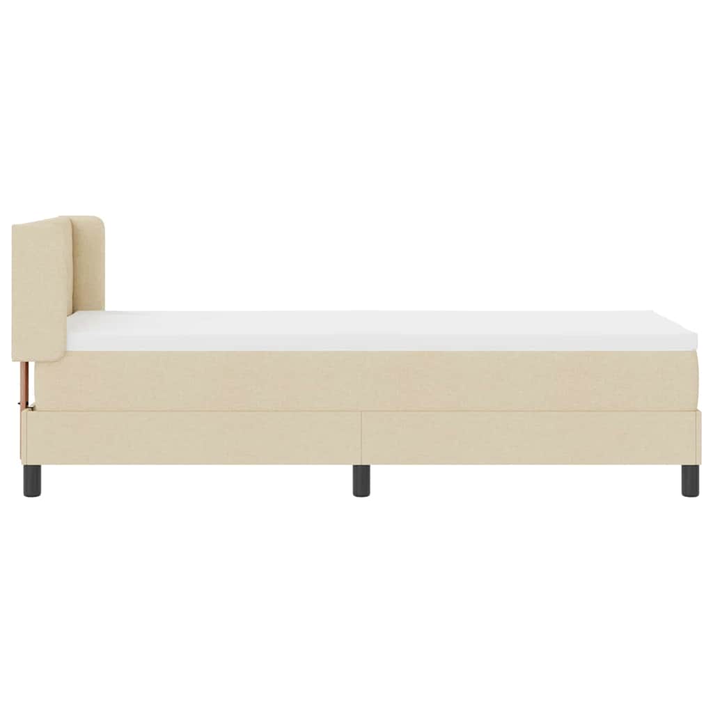 vidaXL Łóżko sprężynowe Z zagłówkiem Kremowy 200 x 80 cm tkanina
