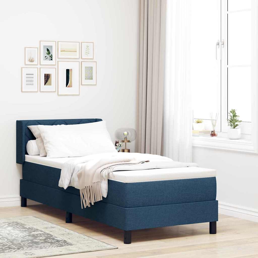 vidaXL Łóżko sprężynowe Z zagłówkiem Niebieski 200 x 80 cm tkanina