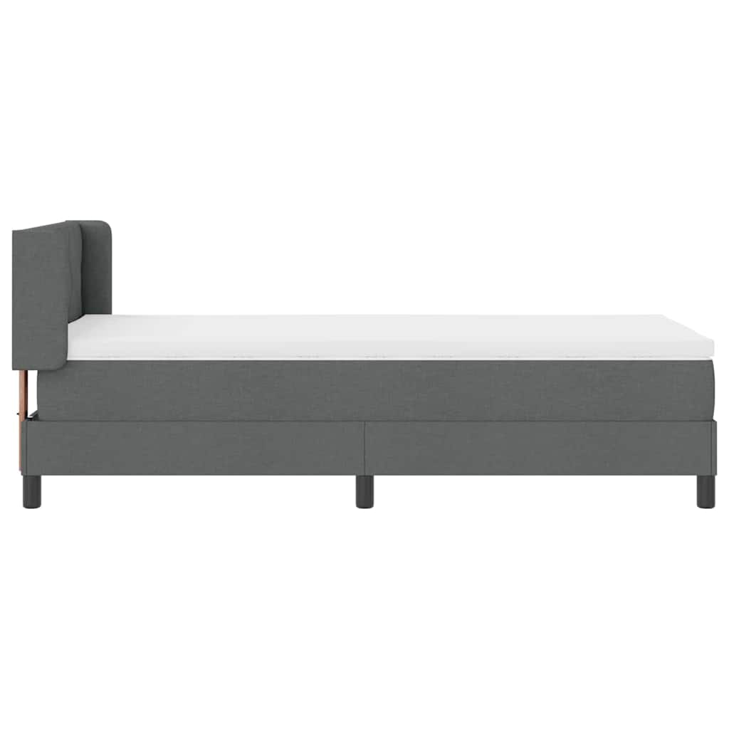 vidaXL Łóżko sprężynowe Z zagłówkiem Ciemnoszary 190 x 90 cm tkanina