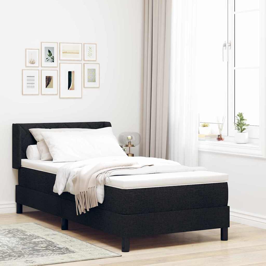 vidaXL Łóżko sprężynowe Z zagłówkiem Czarny 200 x 90 cm tkanina