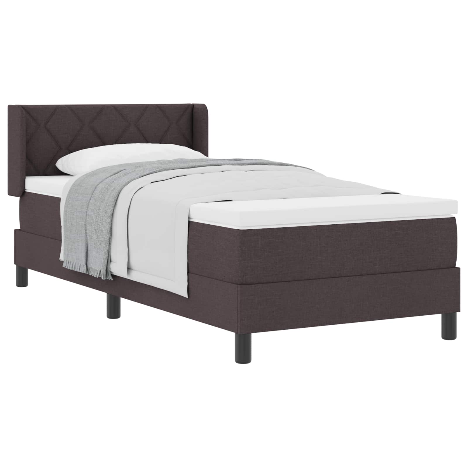 vidaXL Łóżko sprężynowe Z zagłówkiem Ciemny brąz 200 x 90 cm tkanina