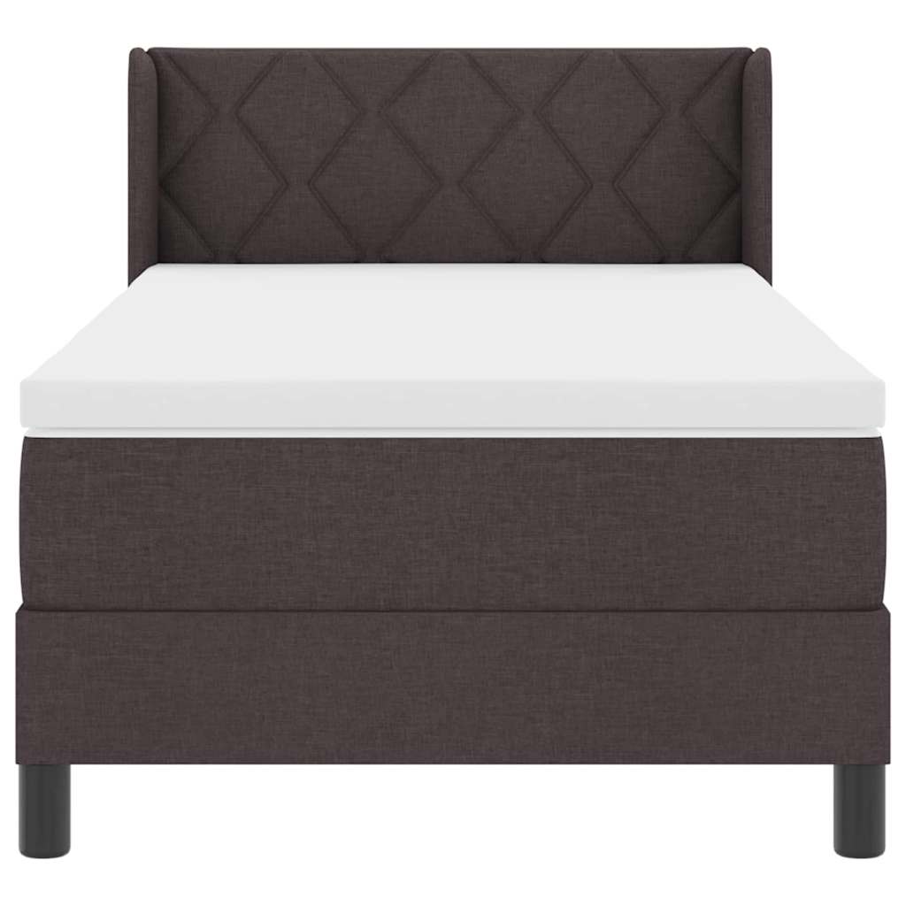 vidaXL Łóżko sprężynowe Z zagłówkiem Ciemny brąz 200 x 90 cm tkanina