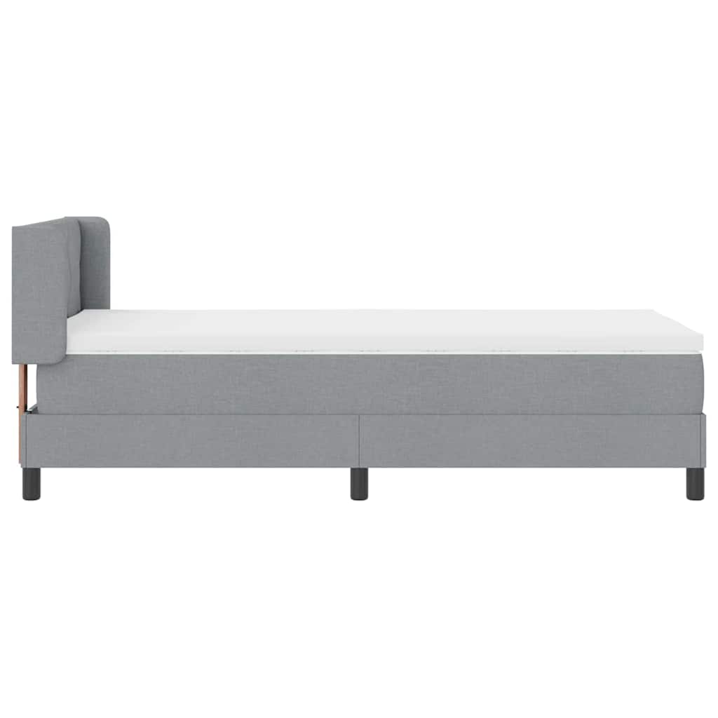 vidaXL Łóżko sprężynowe Z zagłówkiem Jasnoszary 200 x 100 cm tkanina