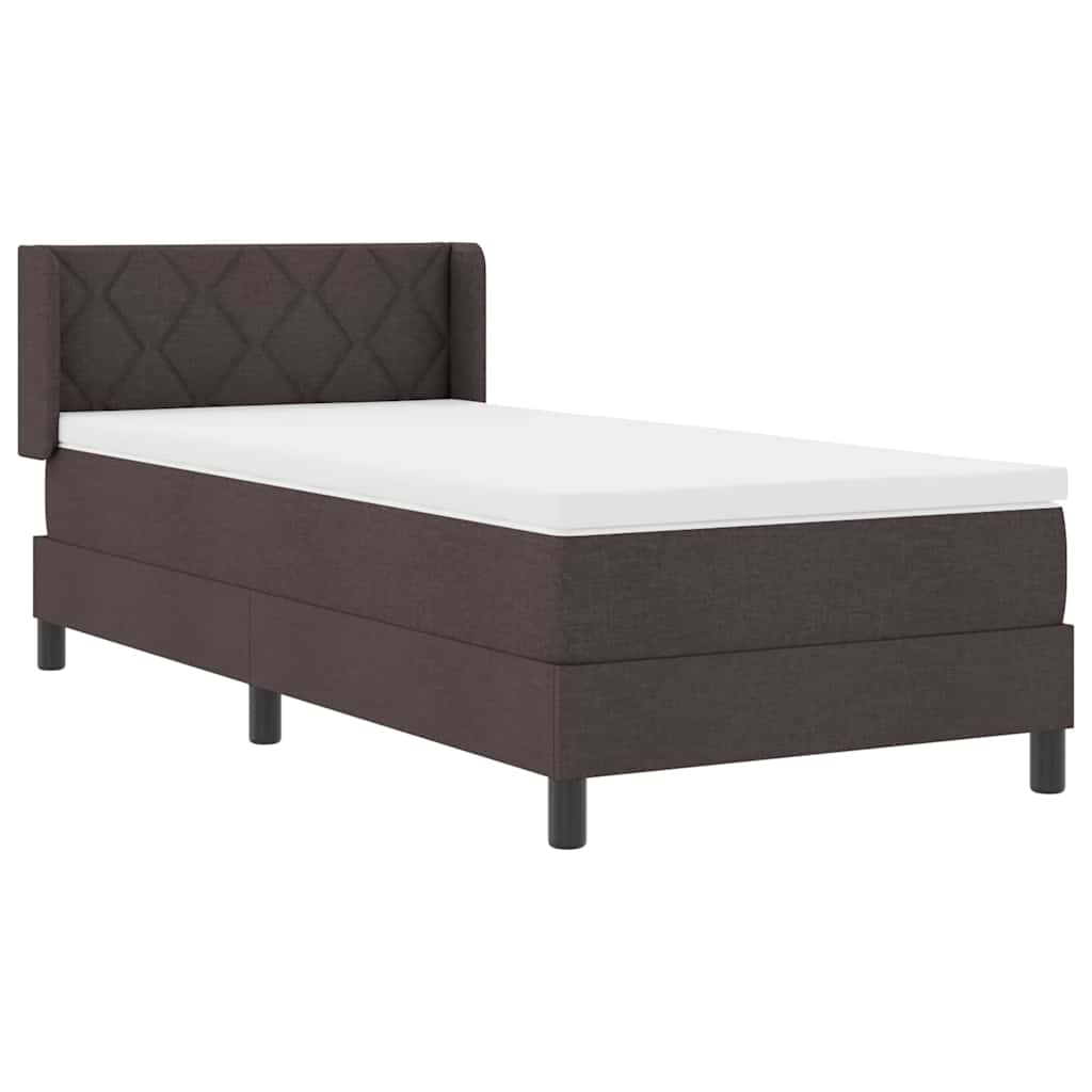 vidaXL Łóżko sprężynowe Z zagłówkiem Ciemny brąz 200 x 100 cm tkanina