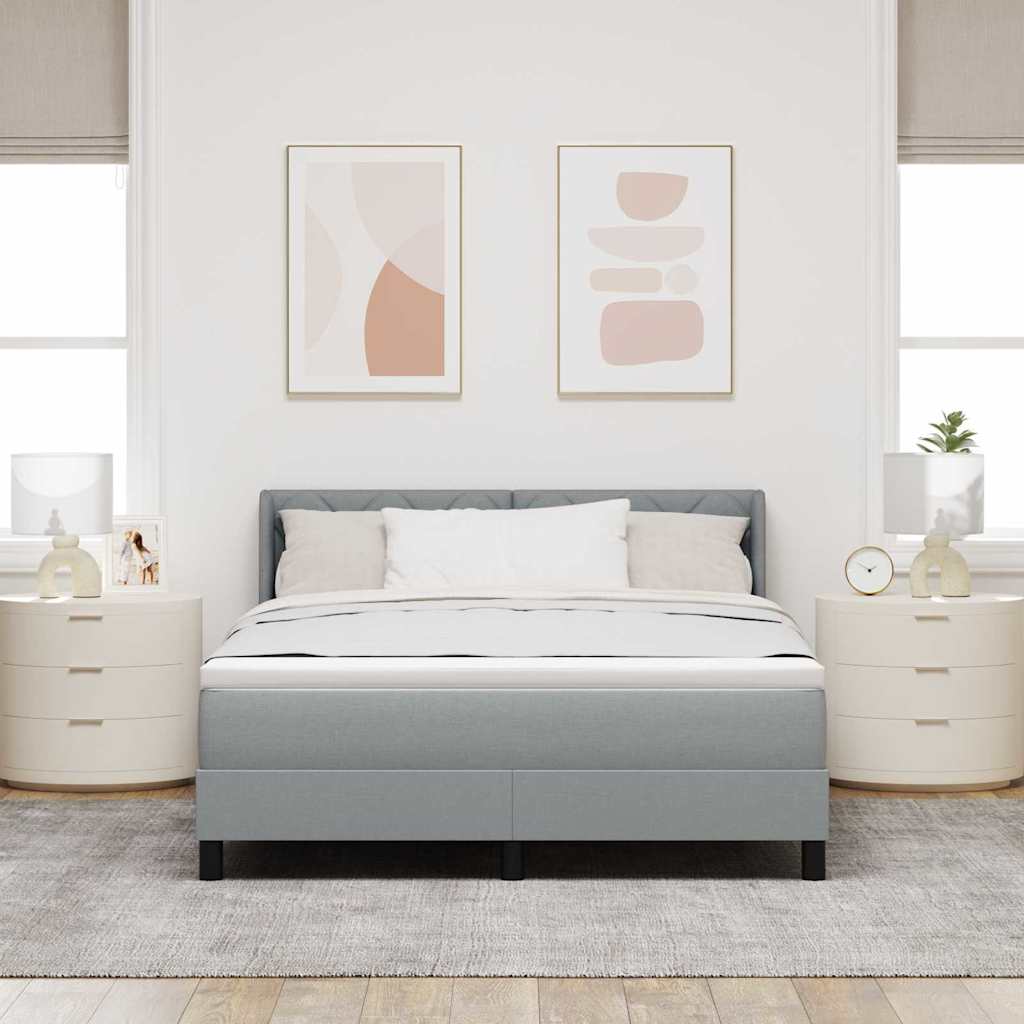 vidaXL Łóżko sprężynowe Z zagłówkiem Jasnoszary 190 x 140 cm tkanina