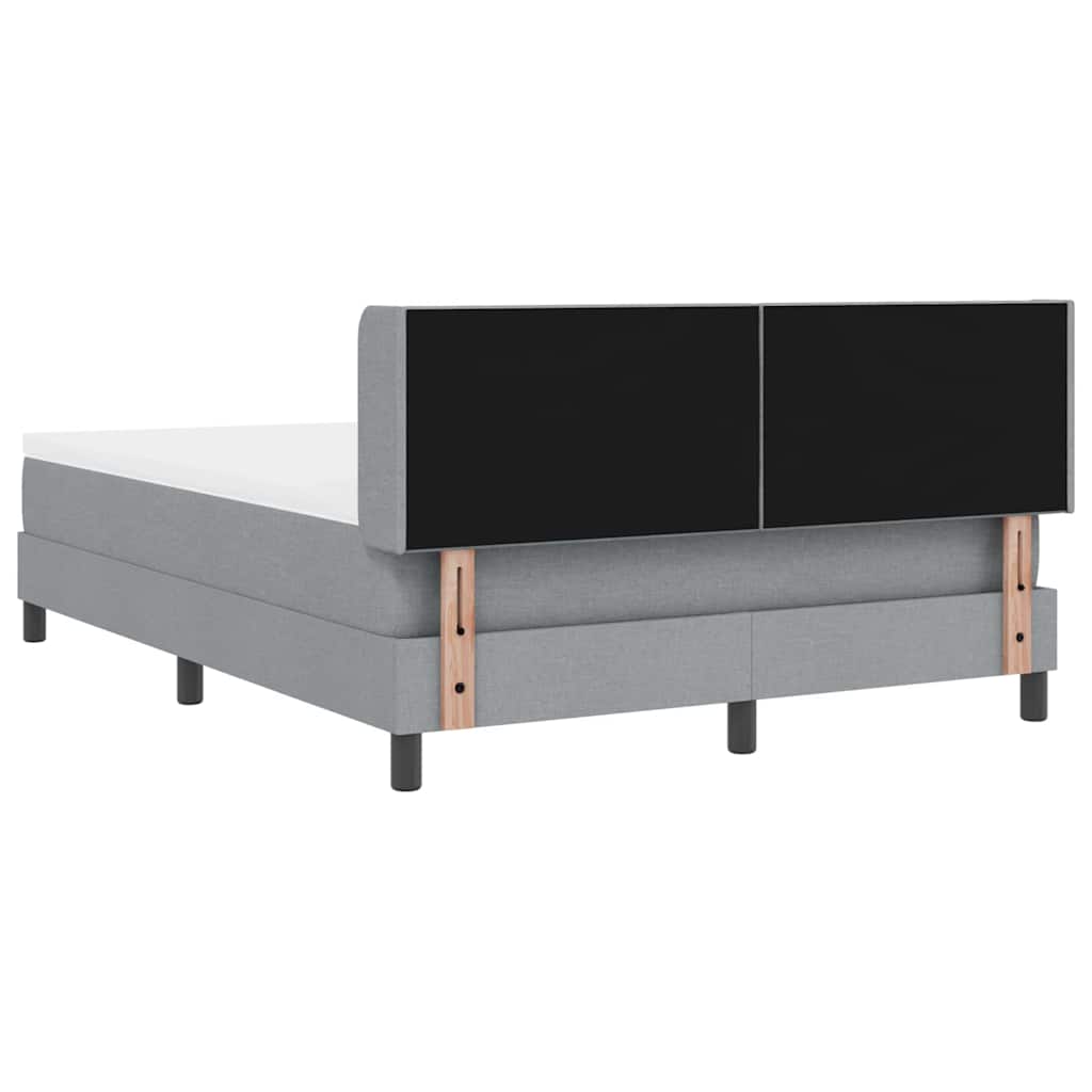 vidaXL Łóżko sprężynowe Z zagłówkiem Jasnoszary 200 x 140 cm tkanina