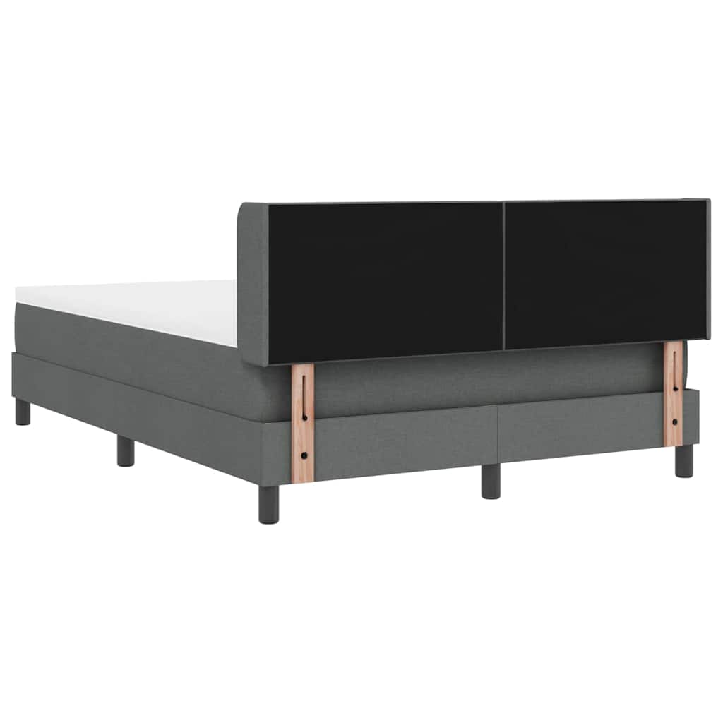 vidaXL Łóżko sprężynowe Z zagłówkiem Ciemnoszary 200 x 140 cm tkanina