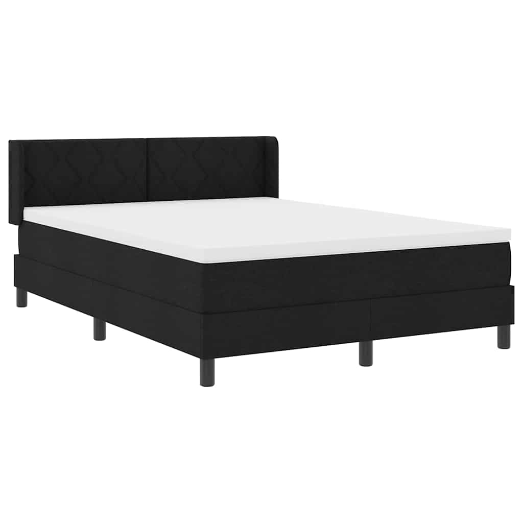 vidaXL Łóżko sprężynowe Z zagłówkiem Czarny 200 x 140 cm tkanina