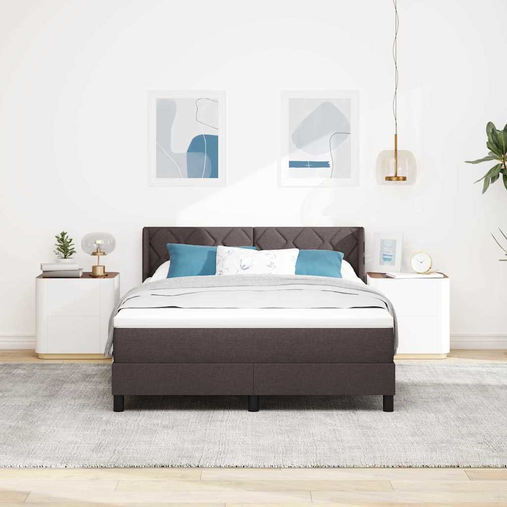 vidaXL Łóżko sprężynowe Z zagłówkiem Ciemny brąz 200 x 140 cm tkanina